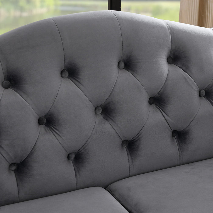 2 Seater Chesterfield Sofa With Rolled Arms And Nailhead Trim For Living Room
