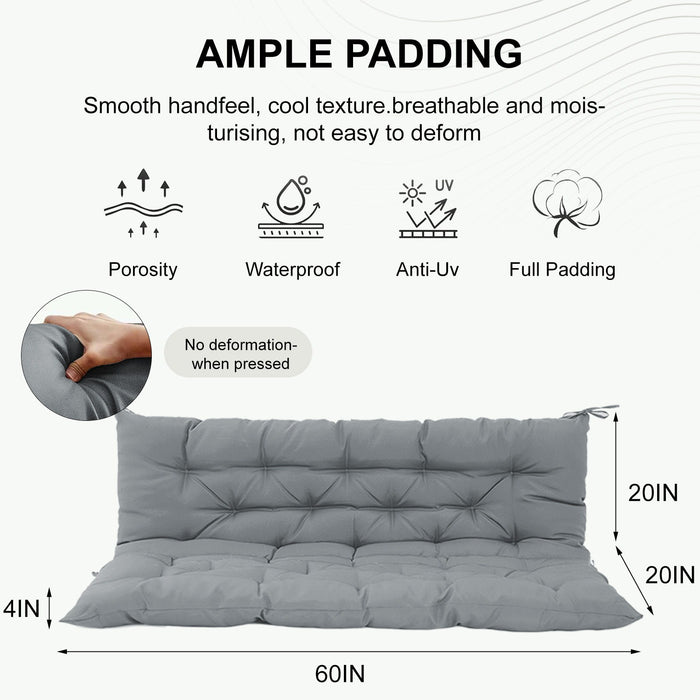 3 Seater Outdoor Porch Swing Cushion With Backrest