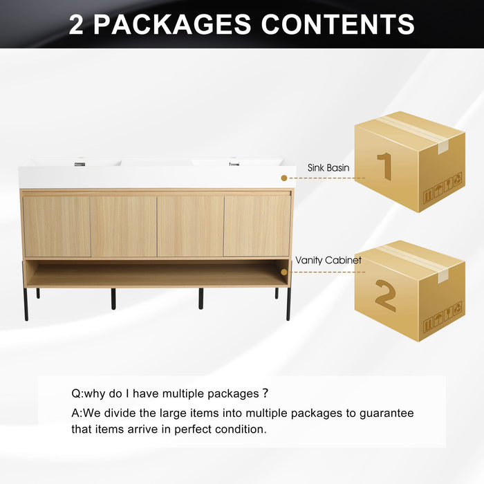 Modern Bathroom Vanity Combo With Single Resin Sink And Storage Cabinet