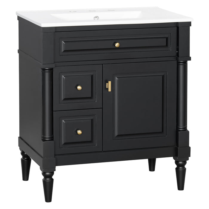 Modern Bathroom Vanity With Sink, Freestanding Cabinet With Flip Drawer & Adjustable Shelf