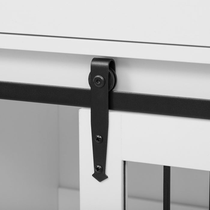 Modern Style 2 In 1 Pet Friendly Dog Crate Kitchen Island End Table Metal Pine - Natural / White