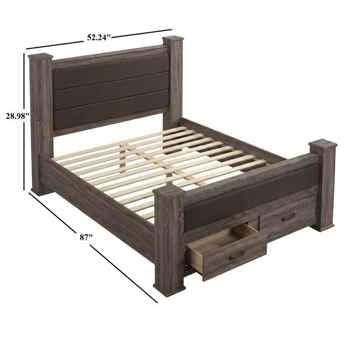 Upholstered Bed With Footboard Drawers