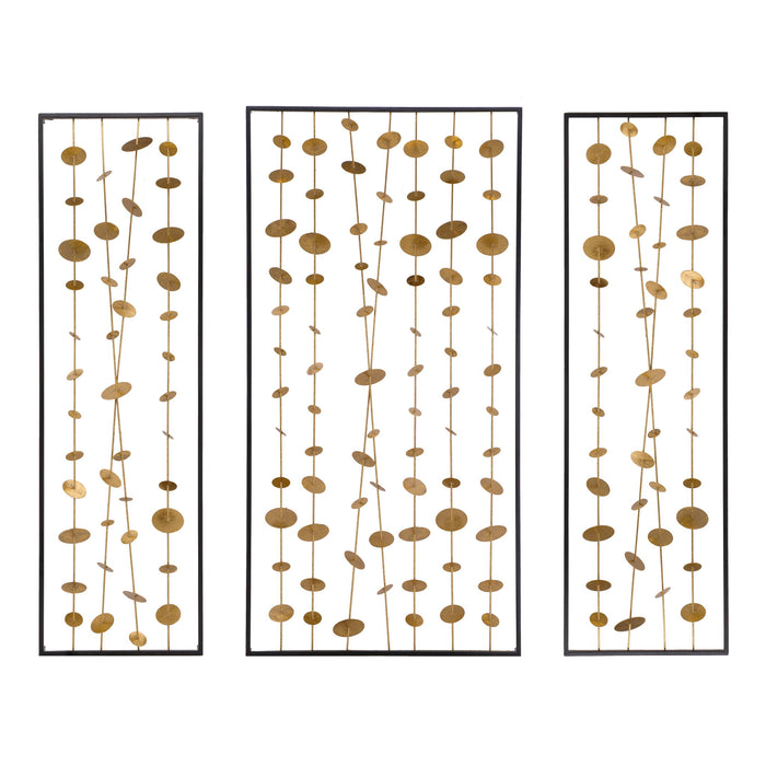 Metal Decorative Wall Art With Frame, Wall Decor For Living Room (Set of 3) - Gold