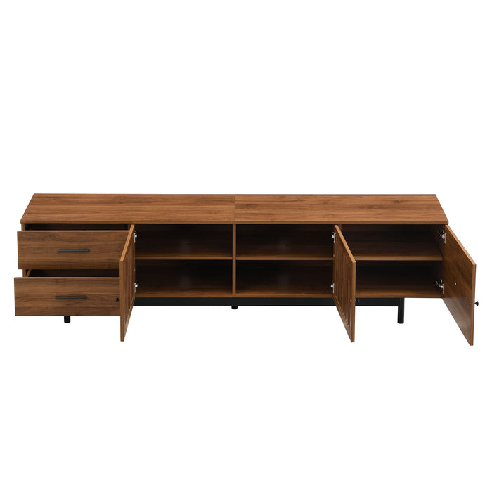 TV Stand, Media Console With 2 Drawers, Soft Closing Hinges, Adjustable Shelves - Walnut