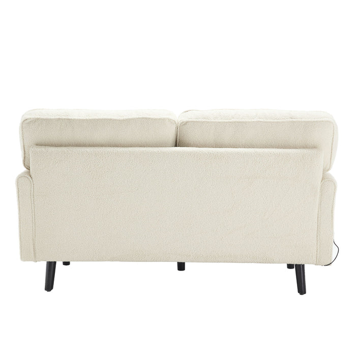 Mid Century Modern Loveseat Sofa With USB Ports, Removable Pillow Cover