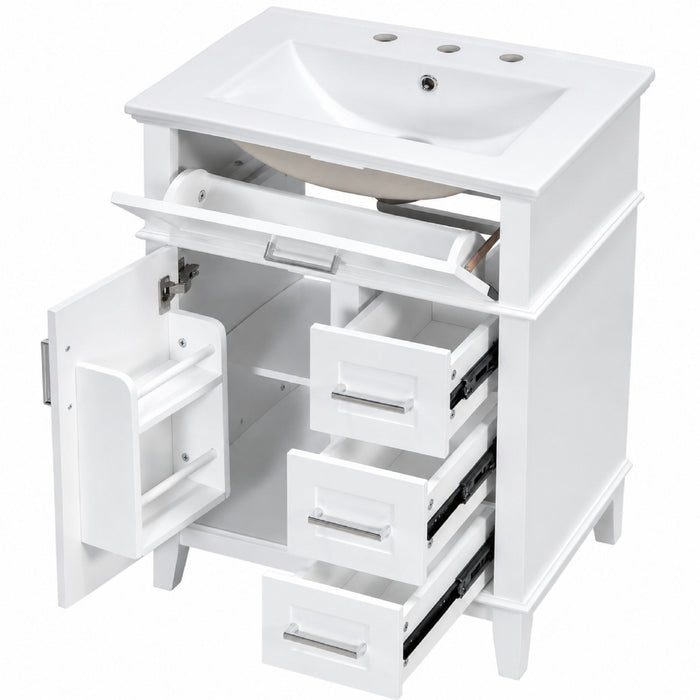Modern Bathroom Vanity With Sink, Flip Drawer & 3 Drawers, Soft Close Hinges, Adjustable Shelf