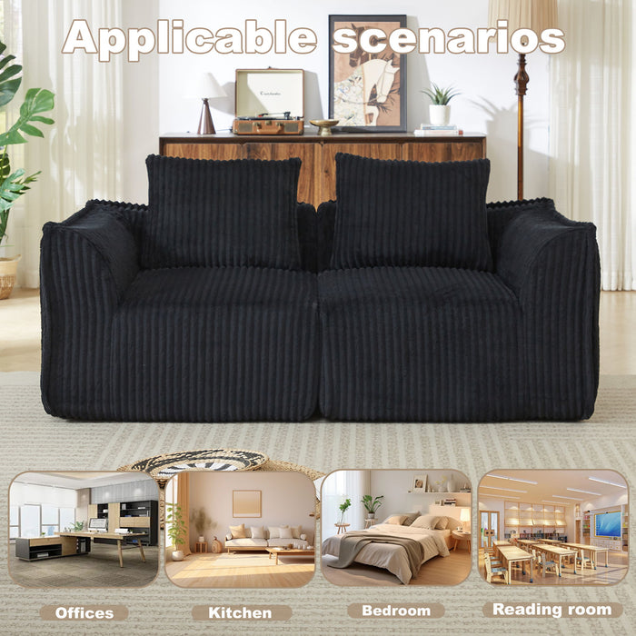 Minimalist Sofa With Curved Lines And Horn Shaped Throw Pillows