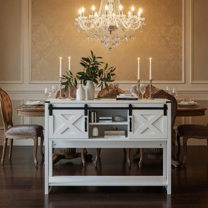 Farmhouse Entryway Table With Sliding Barn Door