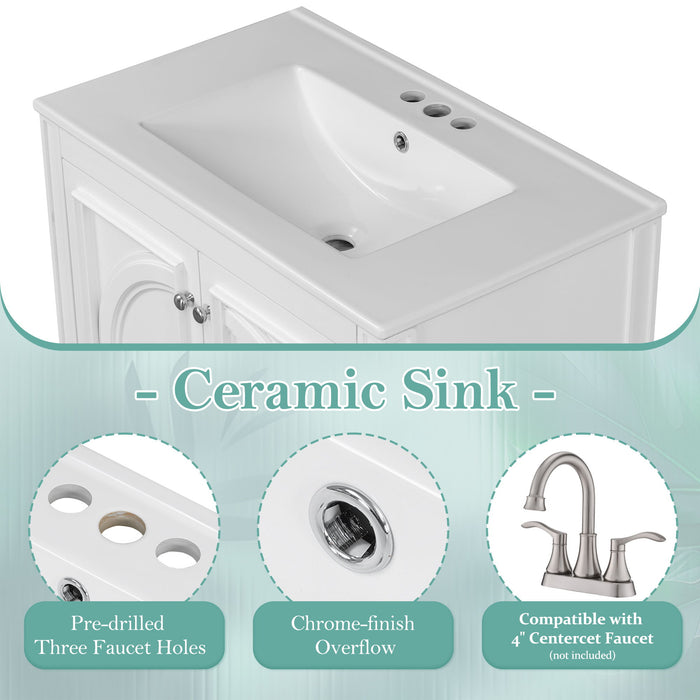 Double Sink Bathroom Vanity Set With Wall Mount Mirror Cabinet