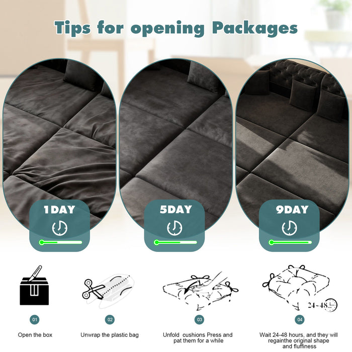 3-In-1 Convertible Sleeper Sofa With Movable Ottoman For Living Room