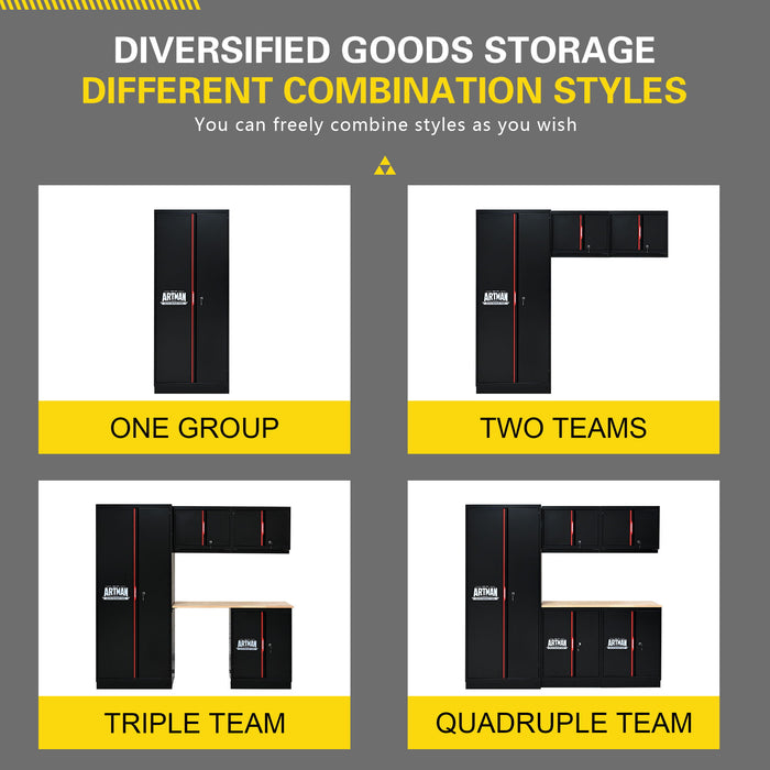 Steel Filing Cabinet With Compartments For Office Use, Storage, File Storage, Archives, And High And Low Cabinets - Black / Red