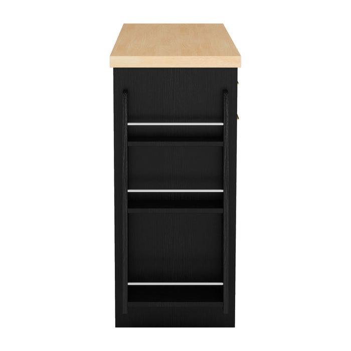 Kitchen Sideboard With Sliding Door Cabinet, 3 Tier Spice Rack