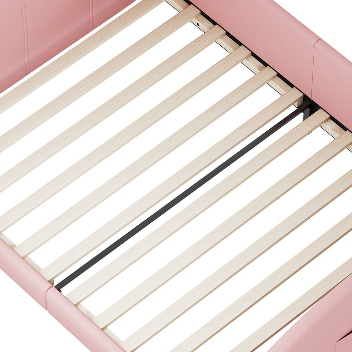 Upholstered Rabbit-Shape Princess Bed With Headboard And Footboard