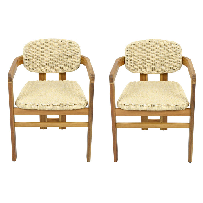 Outdoor Accent Armchairs For Patio (Set of 2) - Natural / Teak