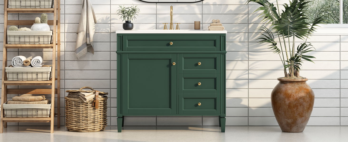 Bathroom Vanity & Top Sink, Modern Bathroom Storage Cabinet With 2 Drawers And A Tip-Out Drawer