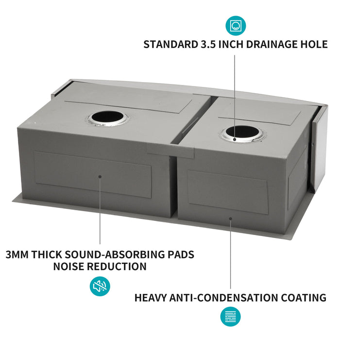 Farmhouse Sink With Double Bowl, 60 / 40