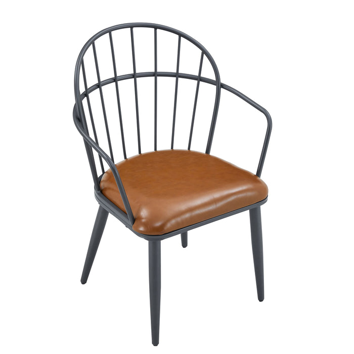 Industrial Inspired Upholstered Dining Chair Set With Metal Legs (Set of 2) - Brown