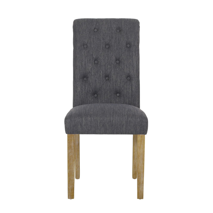 Contemporary Dining Chair (Set of 2) With Button Tufted Design - Charcoal