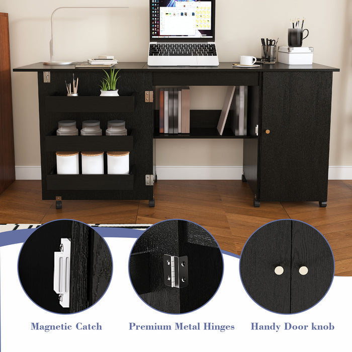 Foldable Sewing Table With Locking Casters