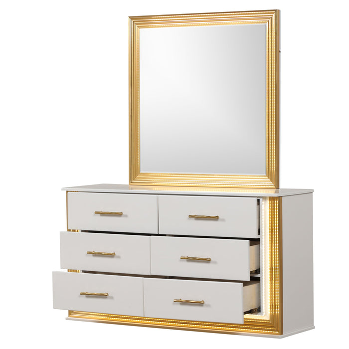 Obsession - 6 Drawer LED Dresser - White