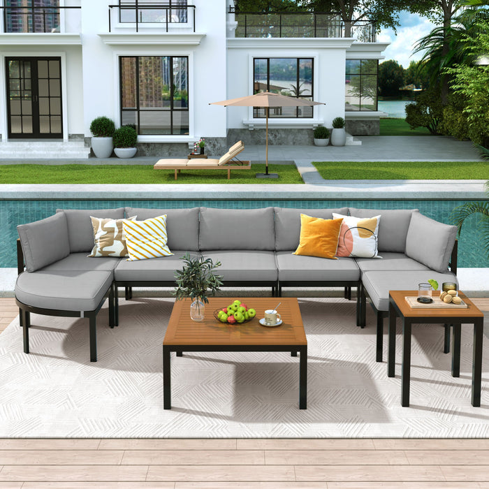Outdoor Sectional Sofa Set Patio Seating Group With Cushions