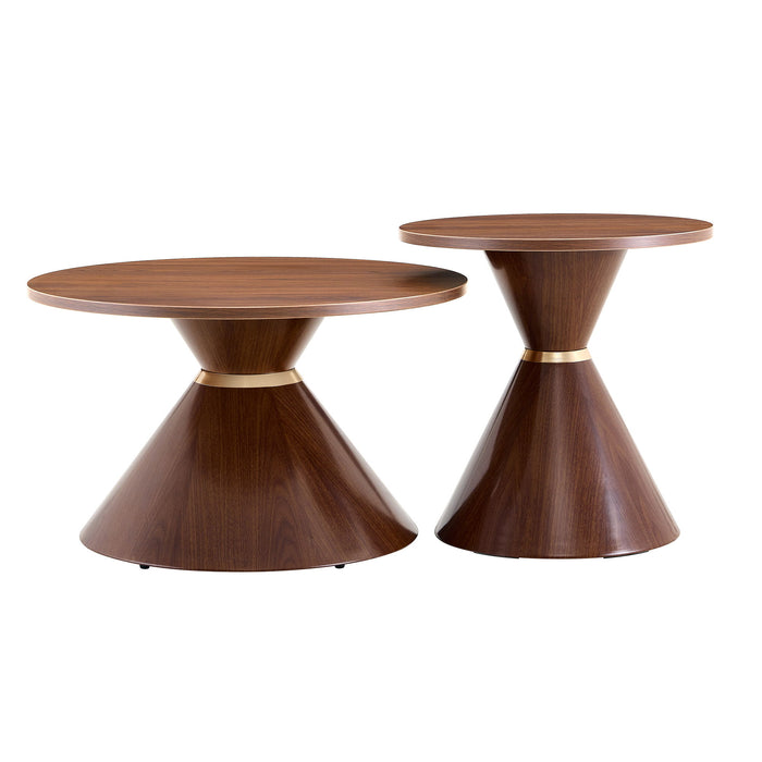 2 Piece Round Coffee Table Set For Living Room