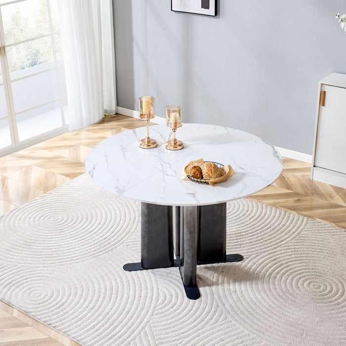 Round Dining Table With Cross Base, Modern Home Furniture