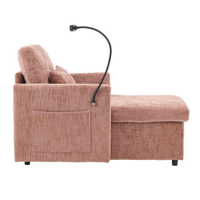 Multifunctional Chenille Recliner Sofa With Storage And Phone Bracket