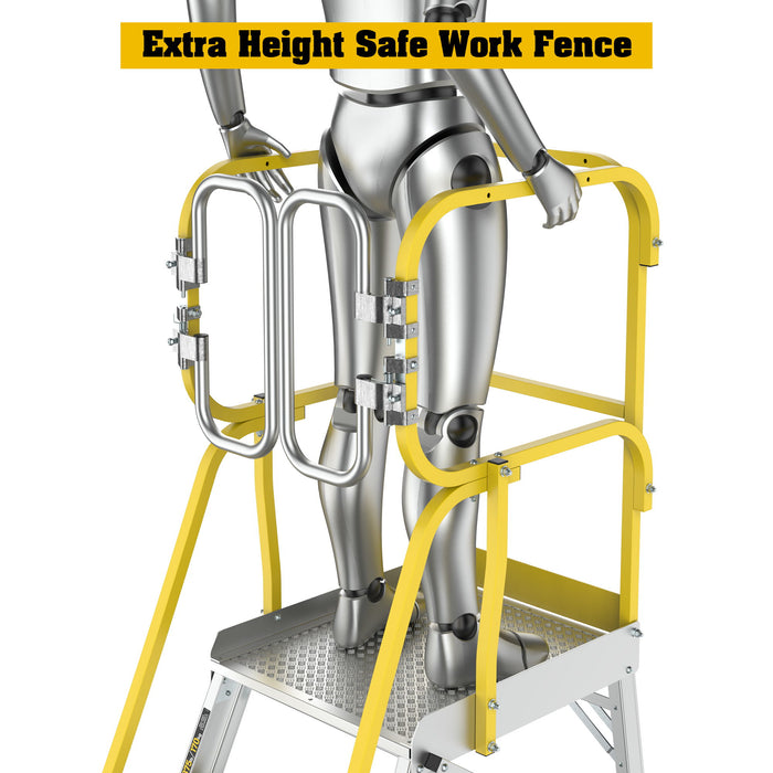 Heavy Duty Aluminum Rolling Platform Ladder With Steps, 375Lbs Capacity