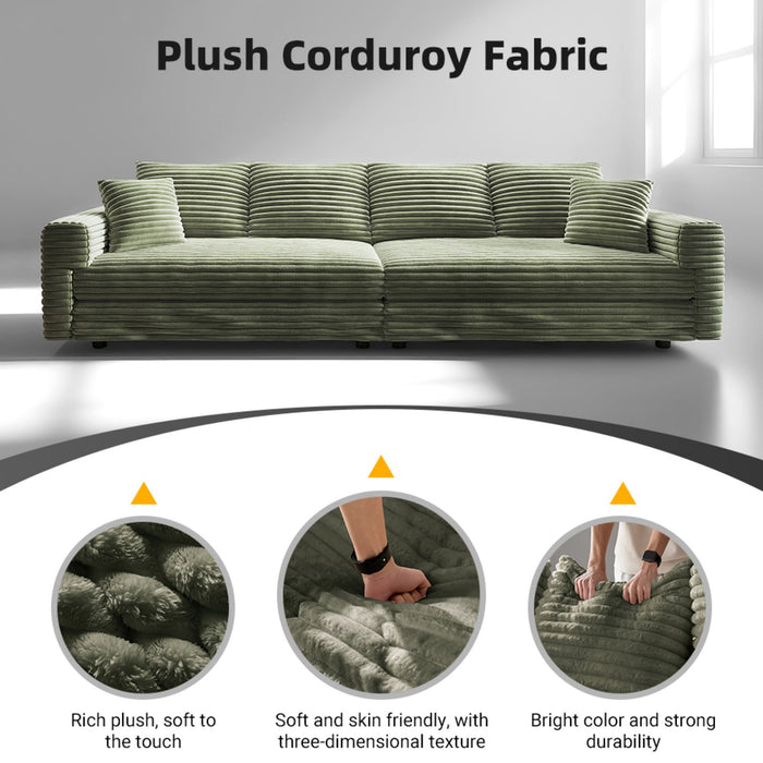 Plush Corduroy 4 Seat Sofa, Modern Comfy Upholstered Sofa Cloud Couch, Deep Seat Couches With Soft Pillows