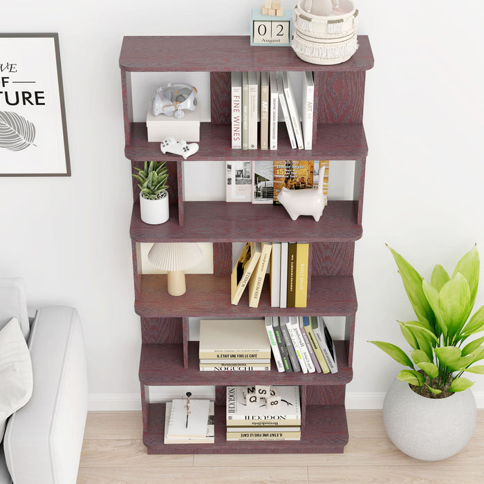 Modern 5 Tier Open Storage Bookcase