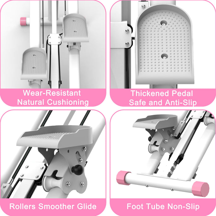 Stair Stepper With Resistance Home Upgrade Vertical Climber Workout Machine For Full Body Exercise - Pink