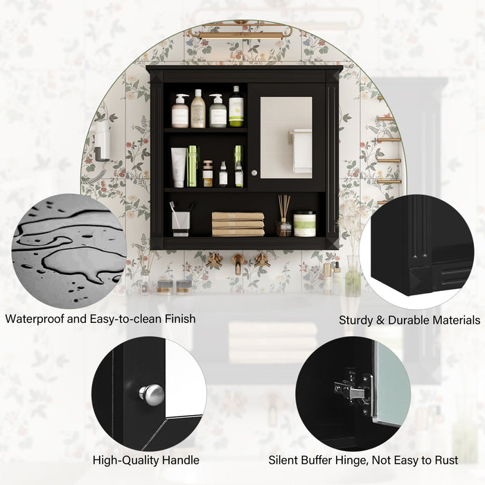 Wall-Mounted Bathroom Cabinet With Mirror And Adjustable Shelves