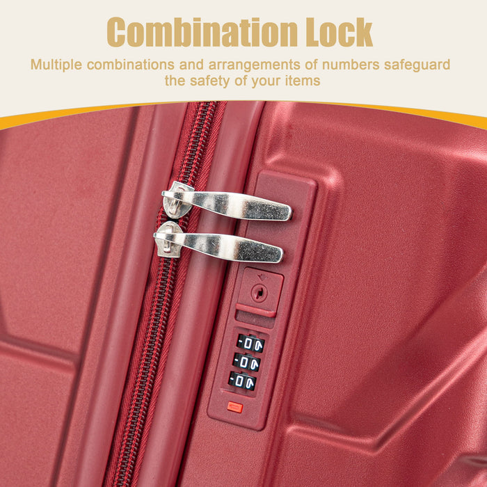 Hard Shell Luggage With Scratch Resistant Surface, 4 Wheels, Combination Lock & Side Hooks