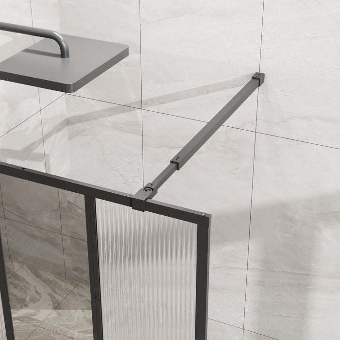 Shower Door With Center Mirror And Fluted Panels