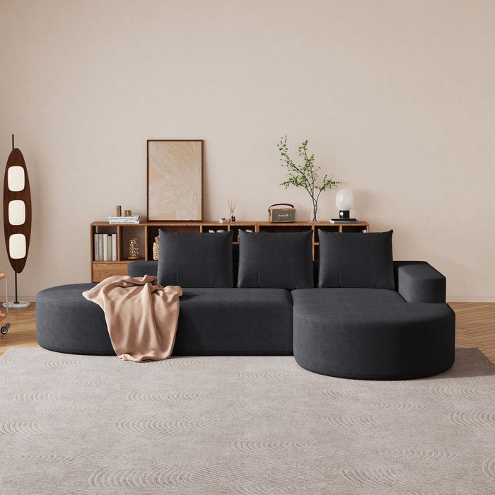 Modern Curved Sofa, L-Shaped Modular Sectional Set With 3 Pillows