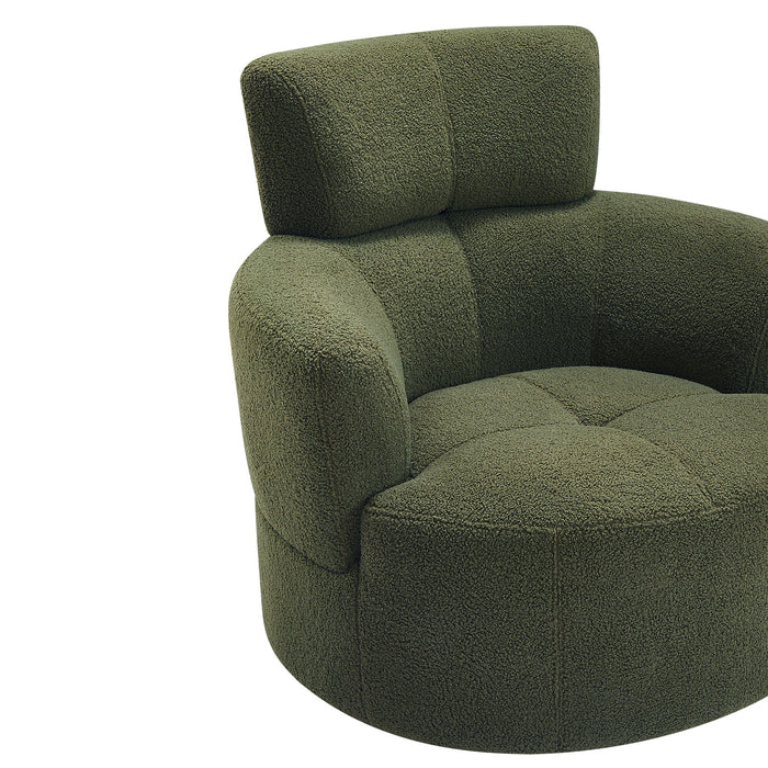 360° Swivel Chair Upholstered Accent Barrel Chair With Adjustable Headrest