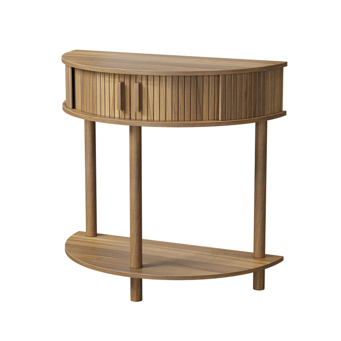 Half Moon Console Table For Living Room - Walnut