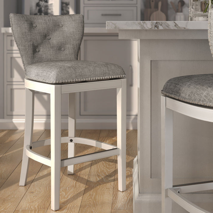 Upholstered Swivel Stool With Back