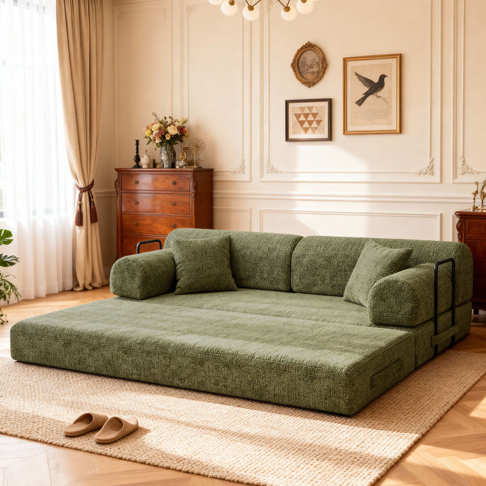 Modern 2 Tone Fabric Convertible Sleeper Sofa Bed