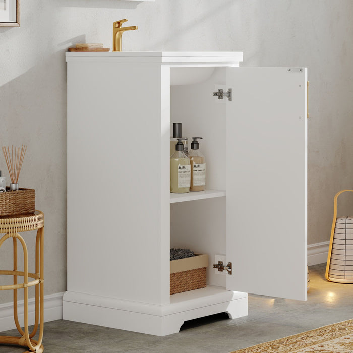 Bathroom Vanity With Sink, Soft Close Door, Adjustable Shelf, Freestanding Single Unit - White
