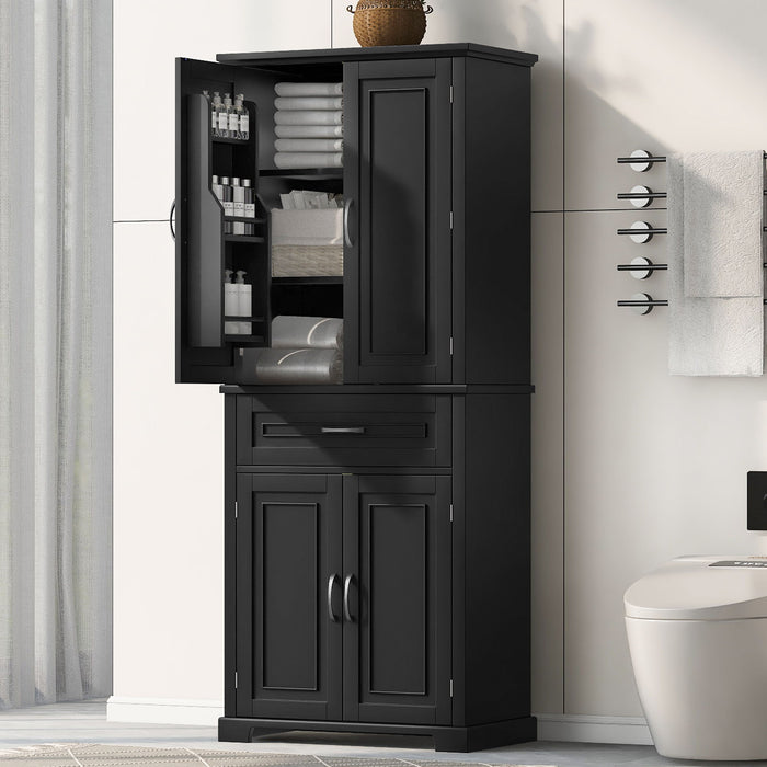 Bathroom Storage Cabinet With Doors And Drawer, Adjustable Shelf