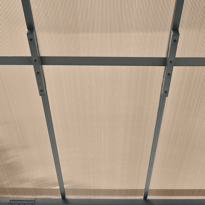 Outdoor Wall Mounted Gazebo With Sloped Roof Design, Uv Protection, And Durable Iron Frame - Gray