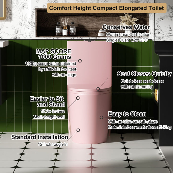 1 Piece Toilet With Tornado Flush, Dual Flush, And ADA Height Comfort Chair