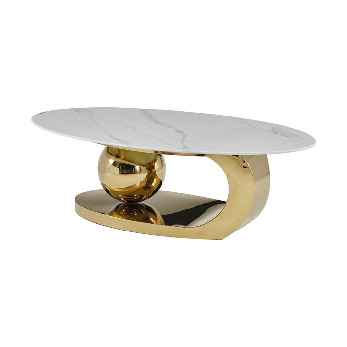 Oval Coffee Table With Geometric Precision