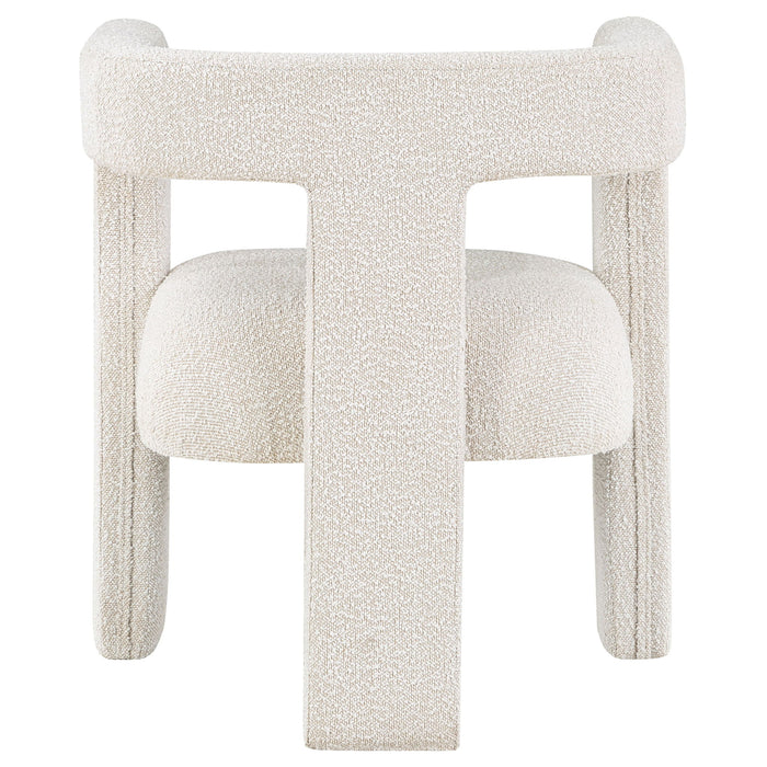 Verda - Upholstered Accent Side Chair In Soft With Rounded Open Back And 3 Leg Base - White