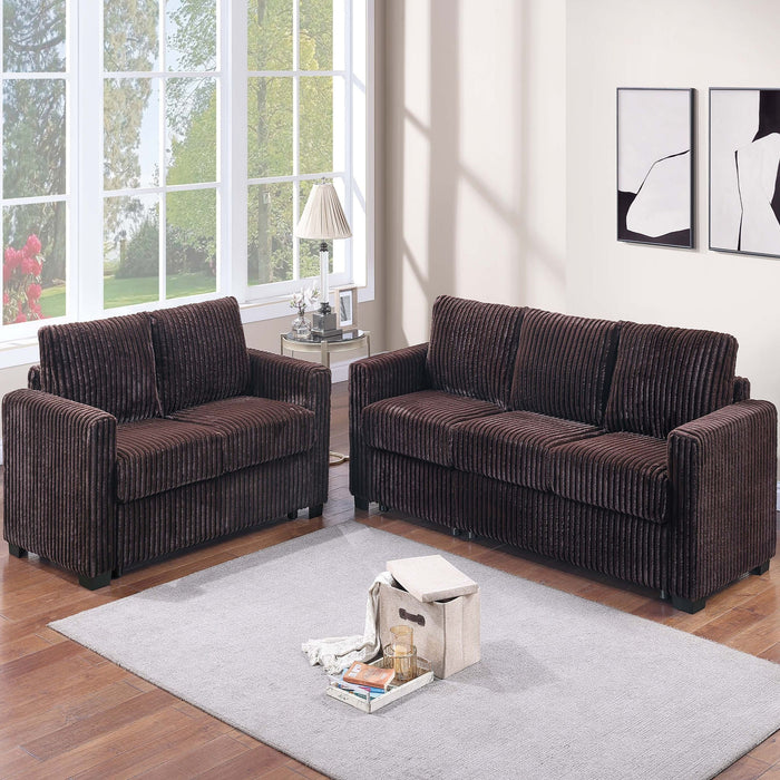 2 Piece Contemporary Style Sofa Set With Matching Pillows