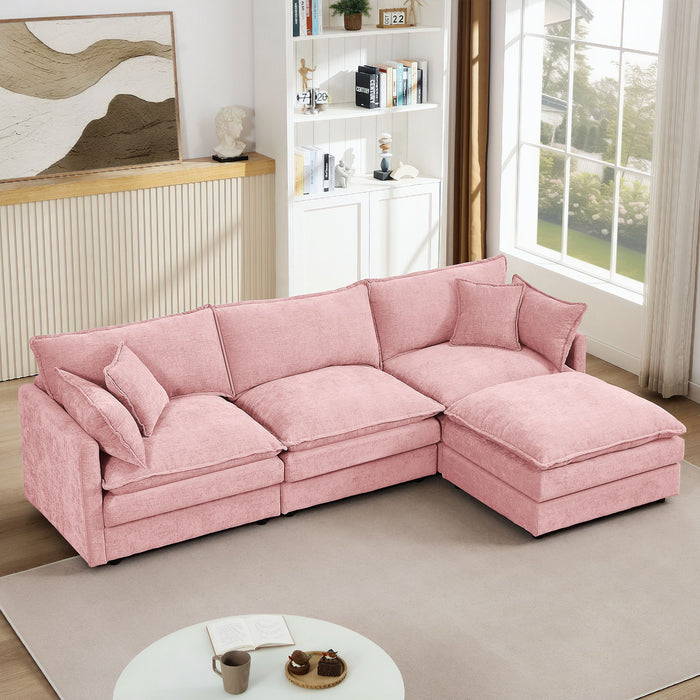Modular L-Shaped Sectional Sofa With Movable Ottoman