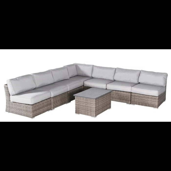 Wicker Sectional Sofa With Cushions And Table