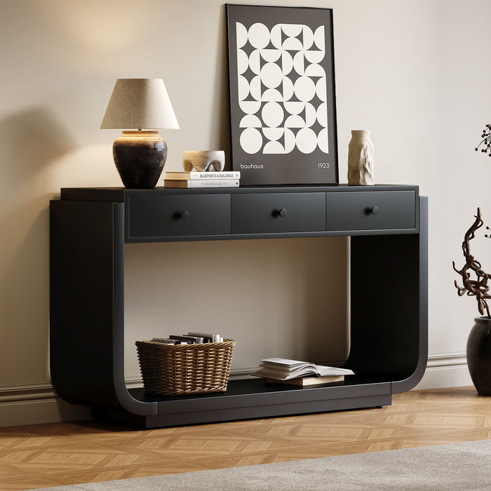 Console Table With 3 Drawers, Display Shelf